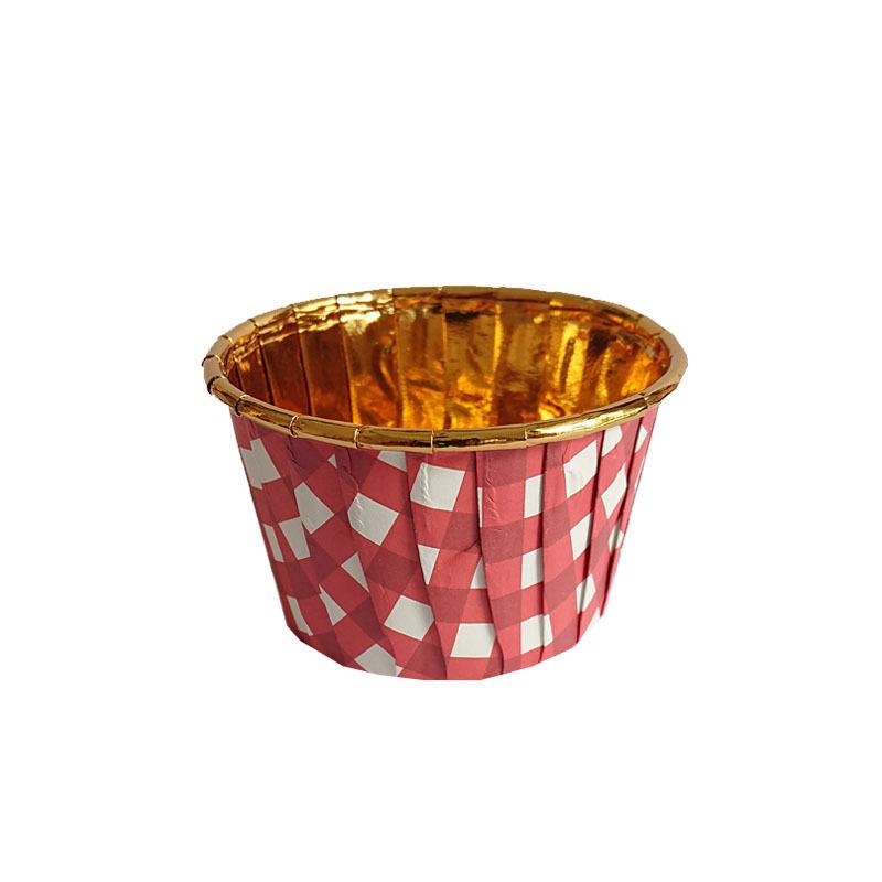 Single-Sided Gold Cake Cupssingle-Sided Aluminum Foil Crimped Paper Cups Bake-Resistant Warm Mafen Mafen Paper Tray Roll Cups 50 Pcs