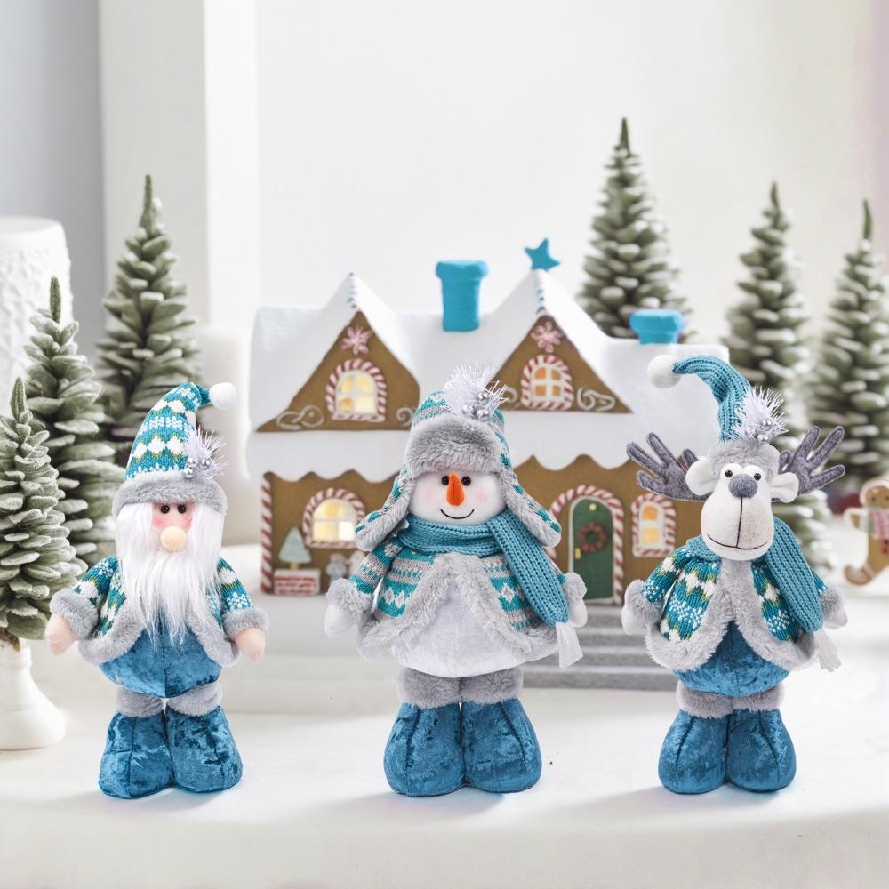 Window Scene Christmas Decoration Telescopic Doll New Blue Christmas Snowman Xmas Ornament
