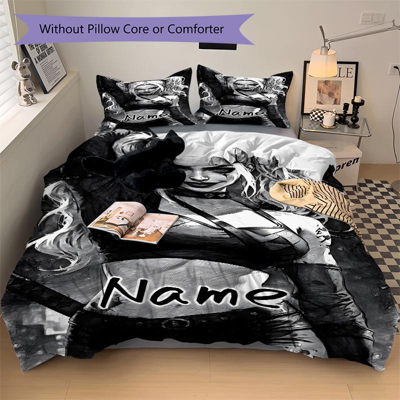 Custom Textile Harley Quinn Bedding 3 Piece Set HD Print Duvet Cover Pillowcases for Teens Adult Bedroom Decoration