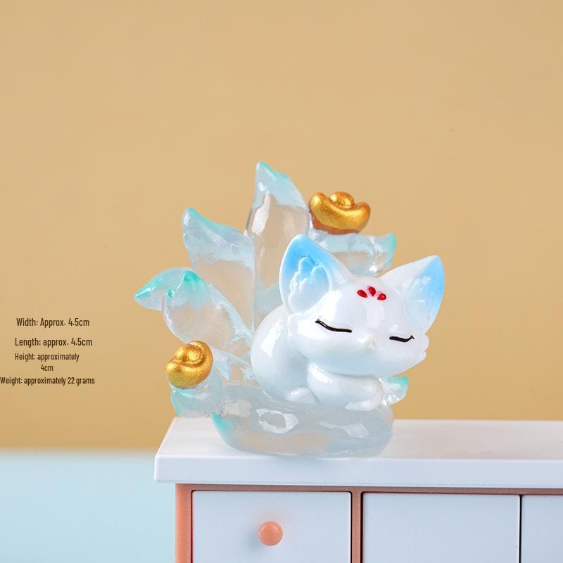 Fox Trend Playful Resin Figurine: Cute Grain Crafts for Desktop Decor