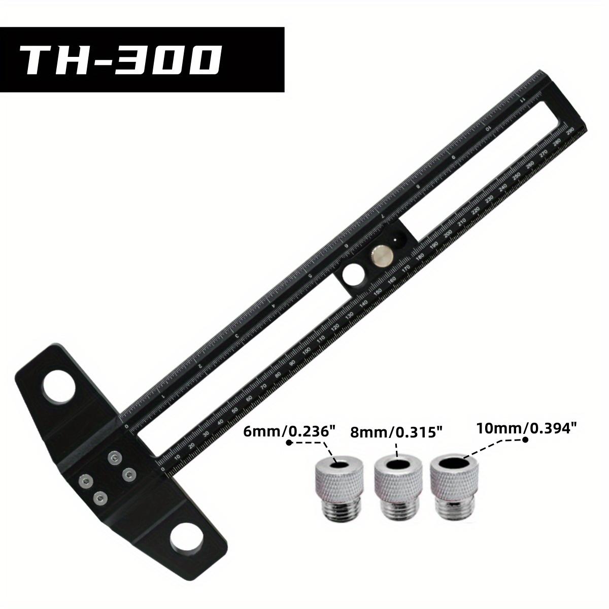 

2 in 1 Drilling Positioning Scoring Ruler - Aluminum Alloy Scriber Marking Gauge with 6/8/10mm Drill Sleeves and Activity Block 1pc