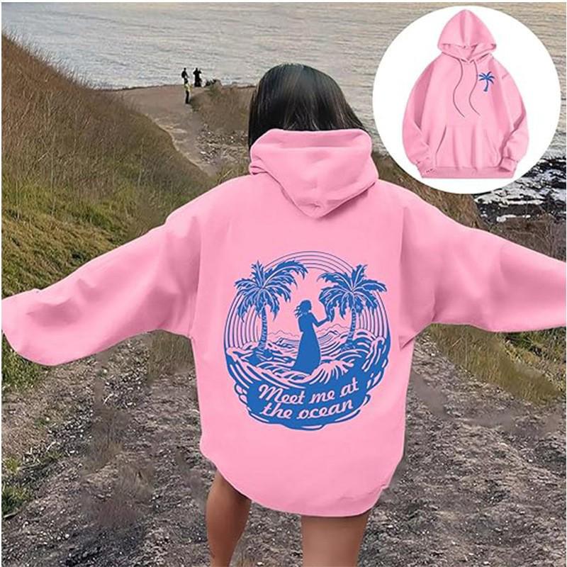 Women's "Everything Comes In Waves" Velvet Hoodie Sweatshirt