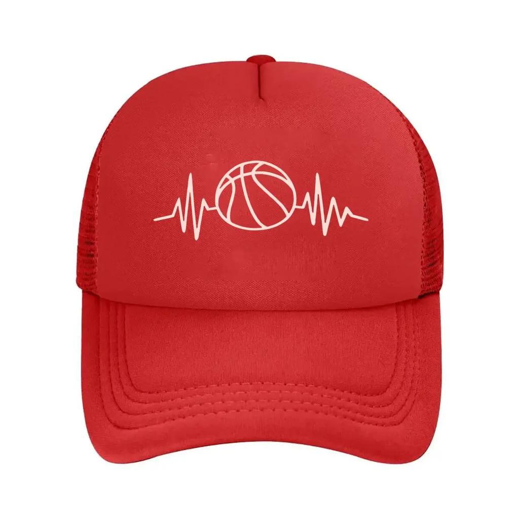 Basketball Pulse Sports Symbol Design Mesh Baseball Cap