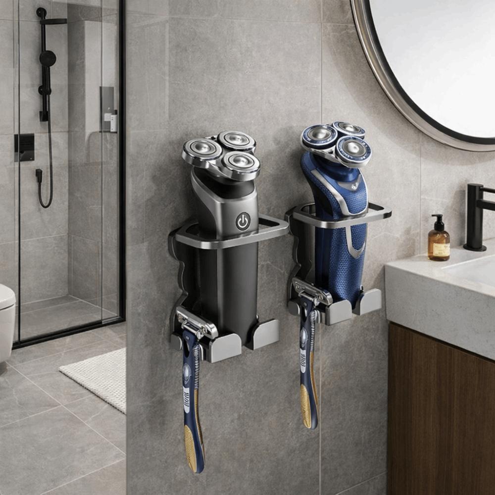 2PCS Wall Mounted Razor Holder Punch Free Shaver Display Stand  Skincare Storage