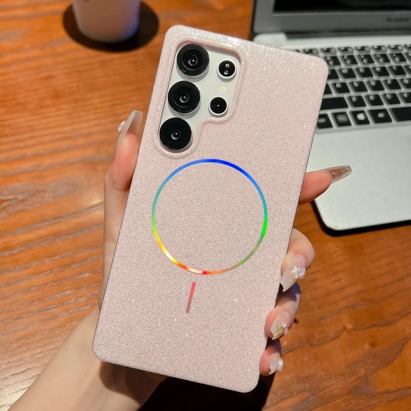 Glitter Thin Circle Magnetic Suction Suitable for Samsung S25 Ultra Magnetic Suction Mobile Phone Case S24 Plus Anti Fall S23 Simple