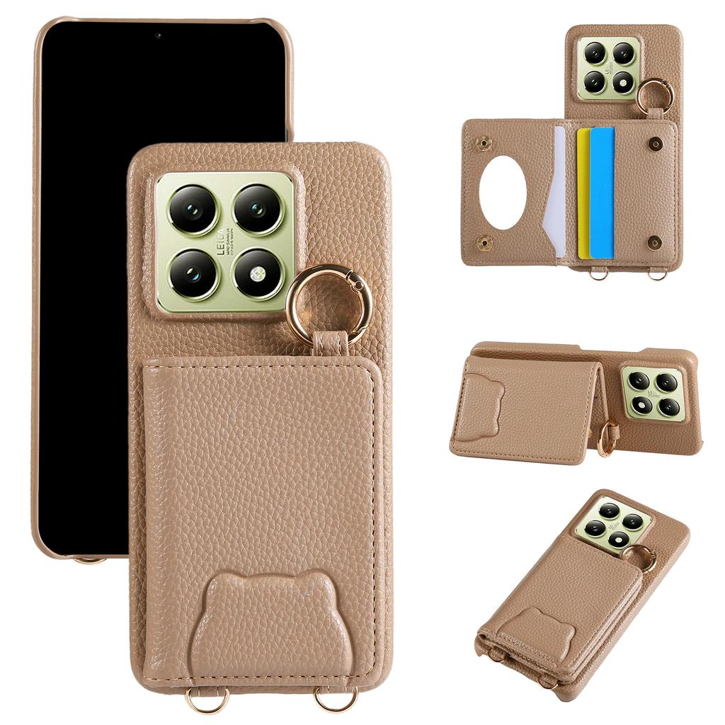 Crossbody Cards Solt Wallet Leather Case For Xiaomi Redmi Note 13 Pro Plus 12 14T 14C 13T 13C POCO X6 Mirror Ring Holder Cover