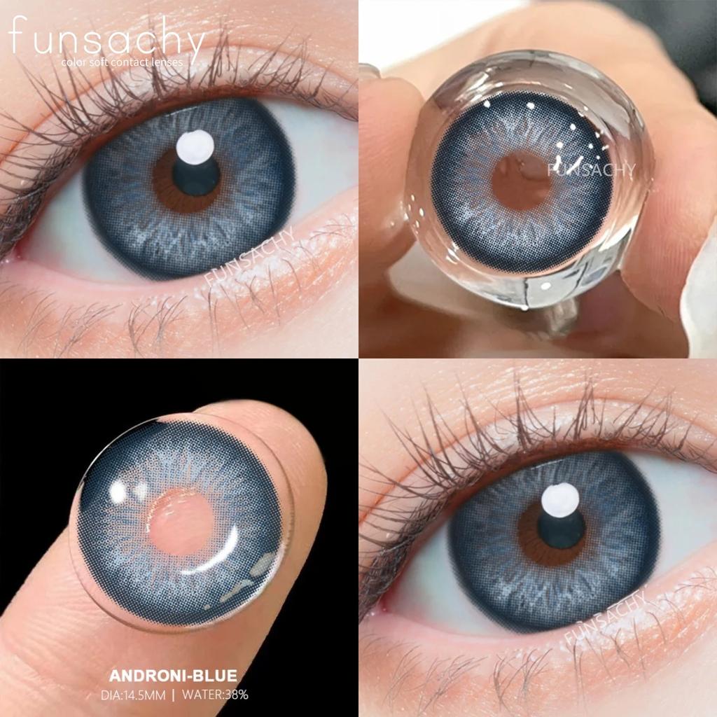 FUNSACHY 2 st Nya Färgglada Kontaktlinser för Ögon Koreansk Stil Mode Linser Y2k Blå Ögonlinser Colorcon Årlig Grå Ögonlins