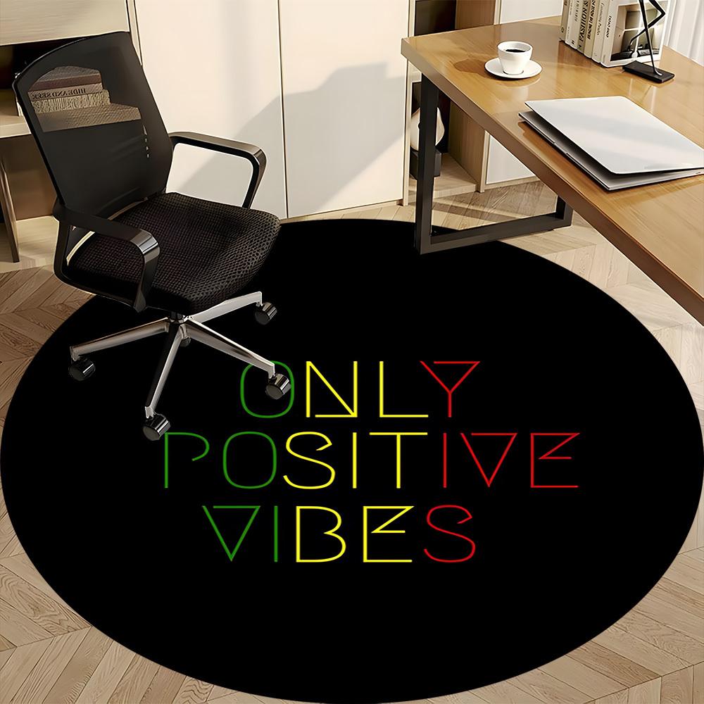 1pc Positive Vibes Chair Carpet for Office Non Slip, Lightweight, Machine Washable Rug for Office Holiday Decor