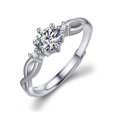 Mossanite Ring For Women Instagram-inspired Style Adjustable Open Band Luxury High-end Zirconia Ring