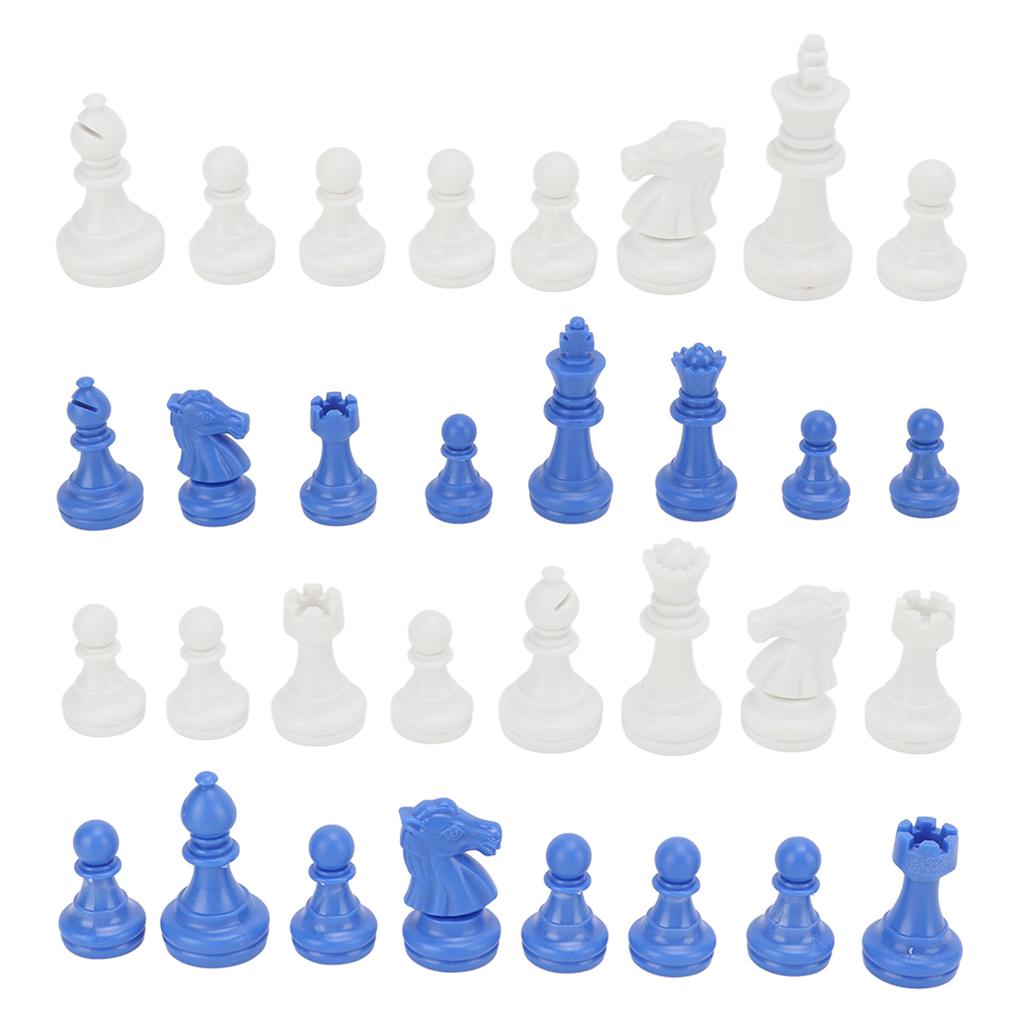 Chess Pieces Only PS Plastic Replacement Chessmen Figurine Pieces 49mm Height King for Party Relaxing(Black White )
