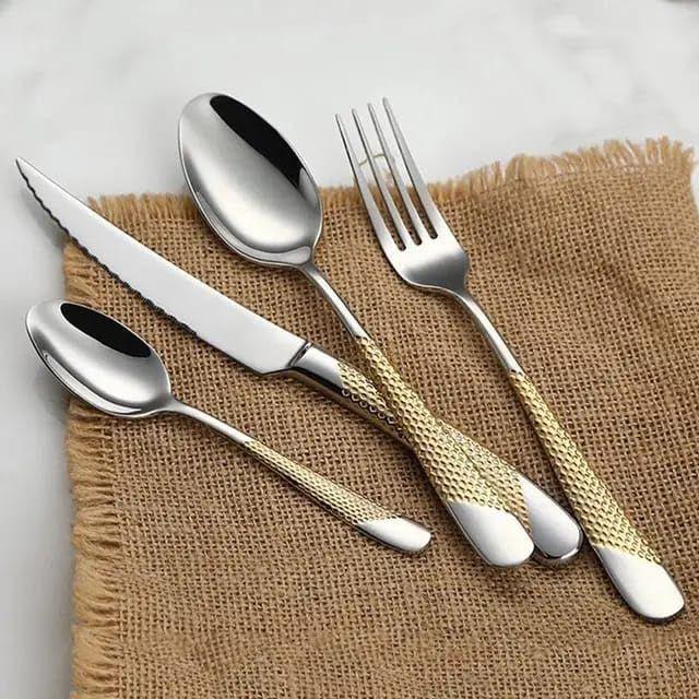 Zrcadlově leštěná pozlacená nerezová příborová sada měděná sada příborů barva růžového zlata lžíce barva příborová sada