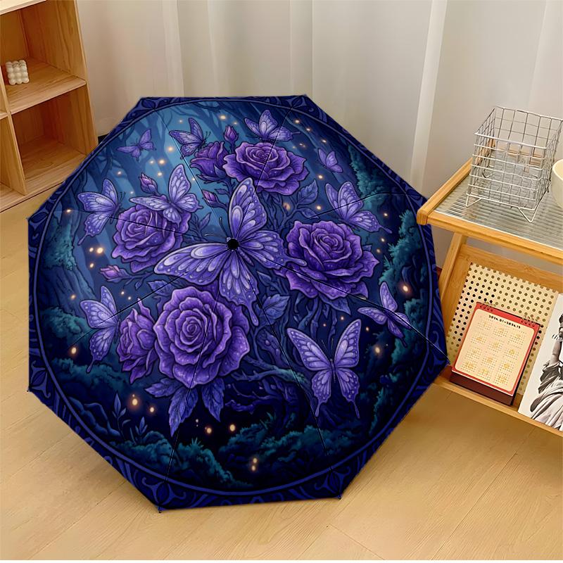 

Mystic Moth Circle Printed umbrella windproof folding umbrella portable sun and rain umbrella suitable for gifting