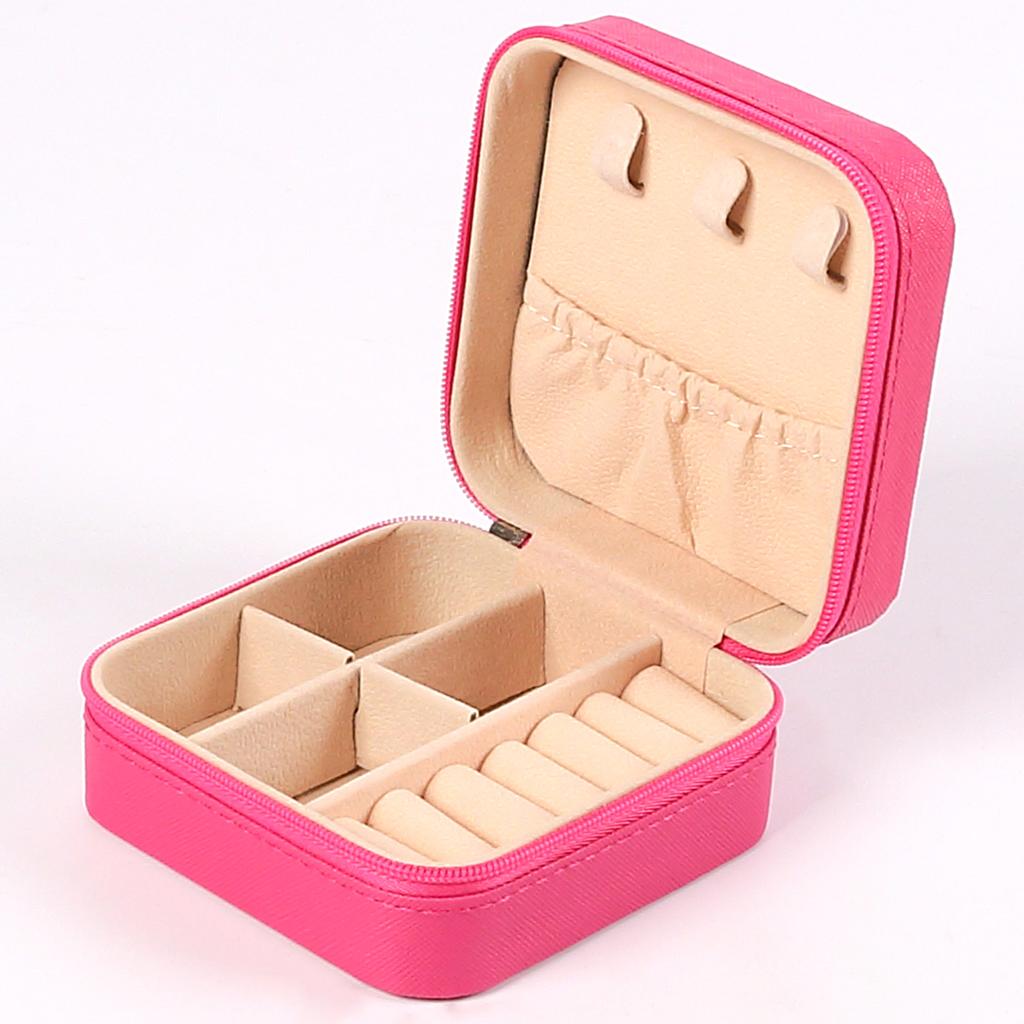 Tragbare Schmuckaufbewahrungsbox Reise-Schmuckorganizer-Etui Lederaufbewahrung Ohrringe Halskette Ring Schmuckdisplay