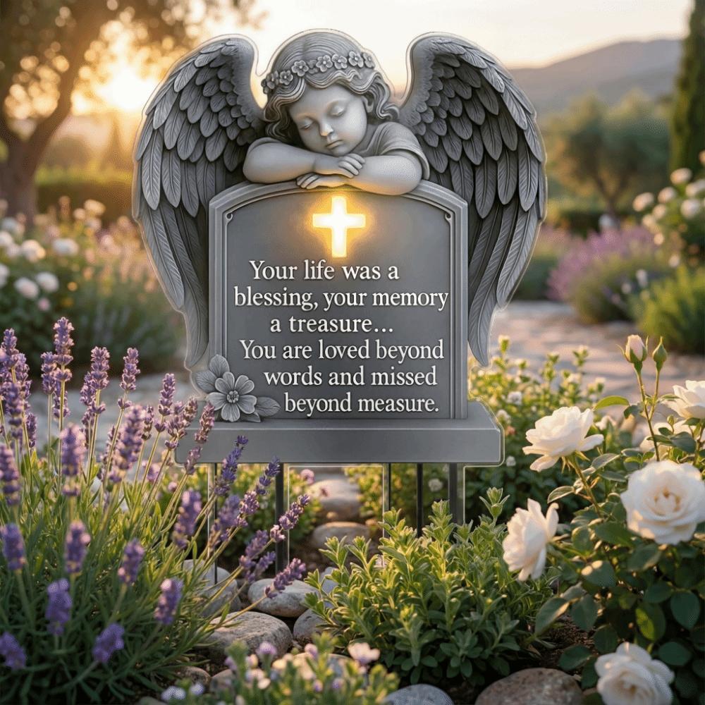Angel Shaped Angel Garden Stake UV-Resistant Memorial Cherub Yard Sign  Adding Solemn Atmospheres