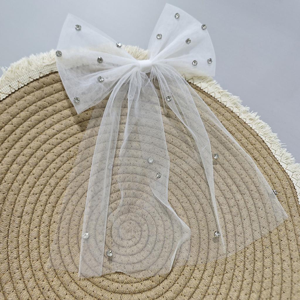 Elegant Rhinestones Bowknot Veil Hair Clip For Brides And Bridesmaids Bows Hairpin Hairpiece For Weddings And Prom Event