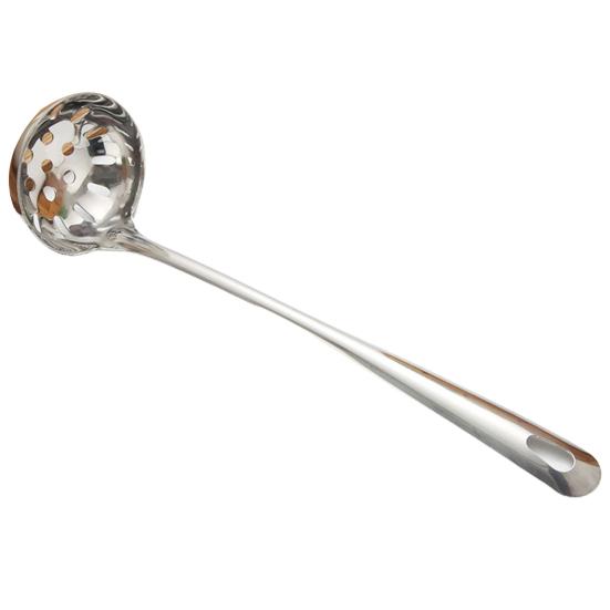 Durkslagssoppsked Anti-skållning Långt skaft Tjock sil av rostfritt stål Skimmer Gröt Hot Pot sked