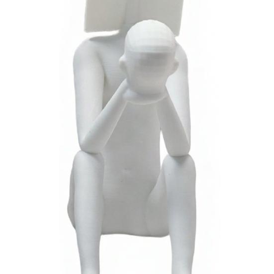 3D Printed Reading Man Statue, Abstract Book Head Sculpture, Creative Desk Decor, Phone Holder for Home Office Gift