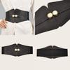Simulation Fashion Gemstone Decoration Women Black Elastic Belt For Daily Use