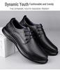 Men's Spring Leather Casual Business Lace-up Shoes - Genuine Leather, Comfortable, Large Sizes Available