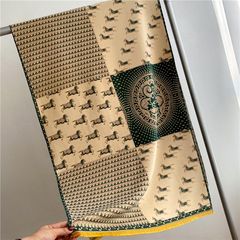 400g Women's Double-Sided Thick Wool Scarf: Autumn/Winter Warm Imitation Cashmere Shawl