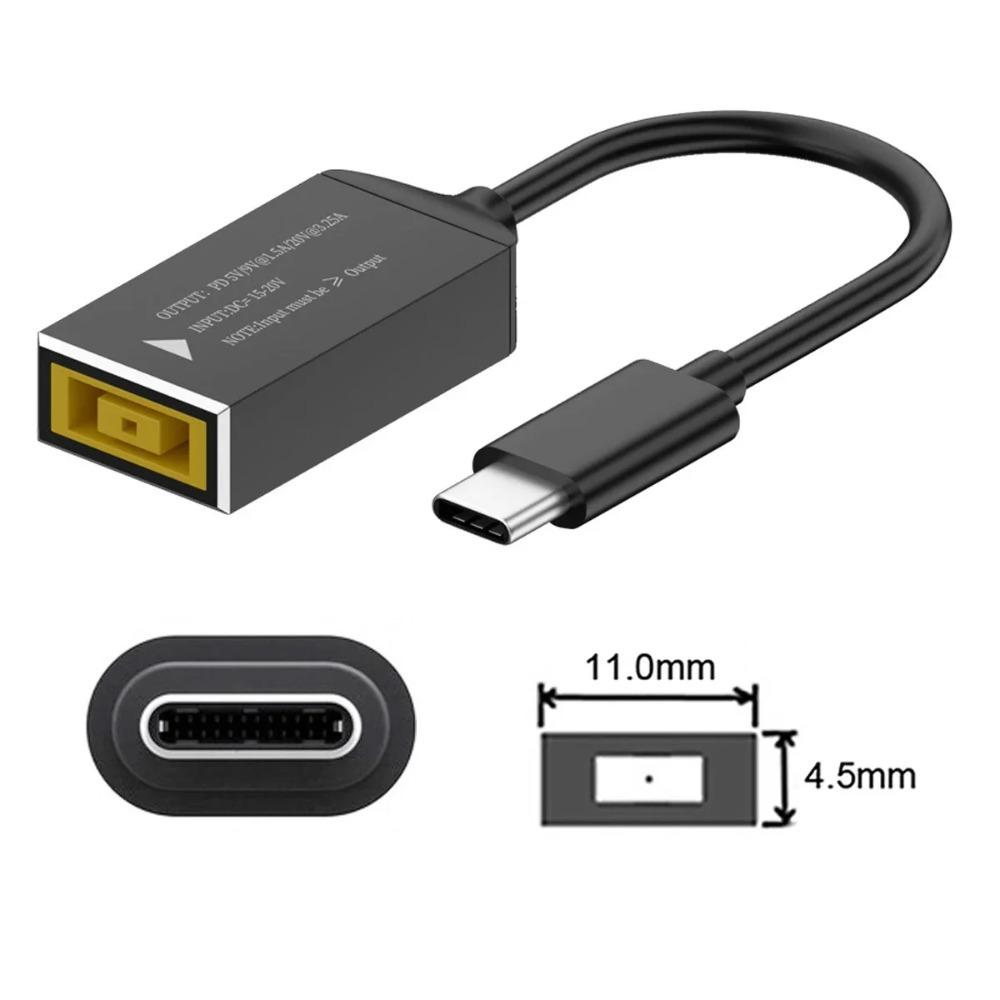 65W 100W 140W Square DC Plug to USB Type-C PD Converter Cable DC Input to USB-C PD Fast Charging Adapter For Lenovo Laptop Power Supply Cord
