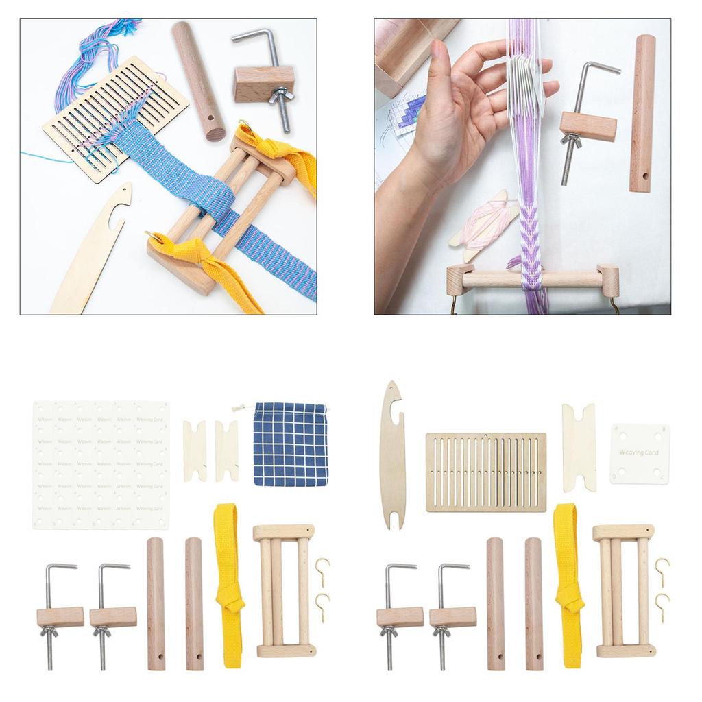 Peg Loom Braiding Weaving Racelets Weaving for Beginners Wooden Desk Clamp Set Yard Warping Weaving Loom Pegs Weaving Loom Kits