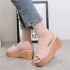 Mode 2025 Sommer Neu Vielseitige Mode Oberbekleidung Schräger Absatz Coole Slipper Dicke Sohle Lässig Schlicht Bequeme Damen-Slipper