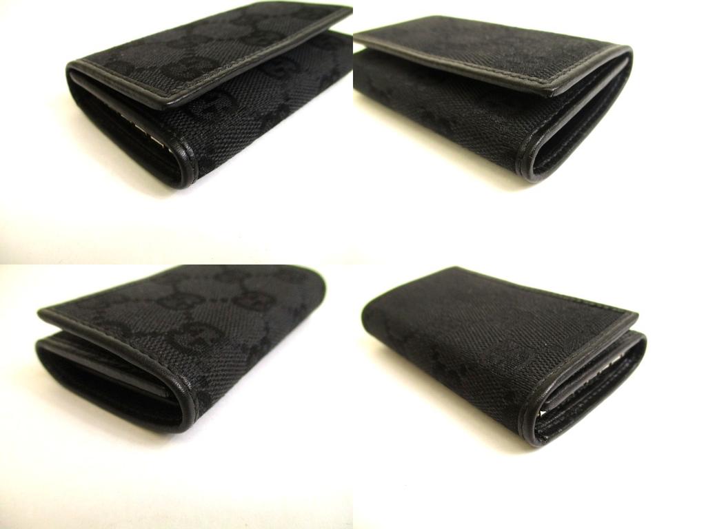 Authentic GUCCI GG Black Canvas and Leather 6 Pics Key Chain #a820  Refurbished