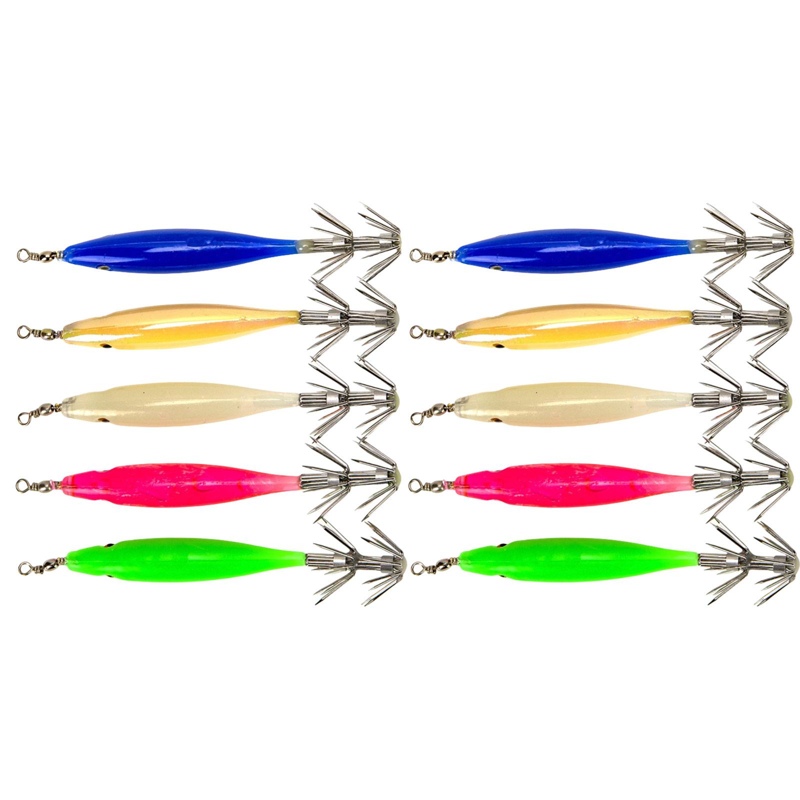 

10Pcs Octopus Cuttlefish Hook Fishing Lures Shrimp Lure Bait Squid Jig 3.6g Glow Jig Hooks Luminous Squid Jig Hard Bait 1