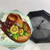 Western Cowboy Hat with Sunflowers and Daisies - Automatic Opening Umbrella, Portable Tri-Fold Design, 8-Bone Iron Frame, , Festival Gift Fo