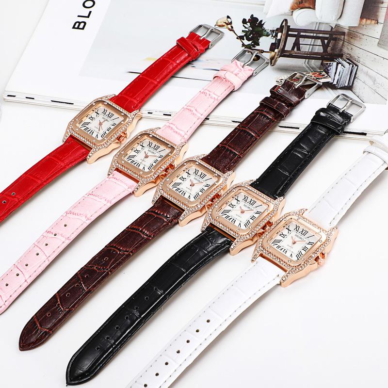 Watch, Xiaoxiang Square Flash Diamond Belt Watch, Fashionable Women'S Watch Stall