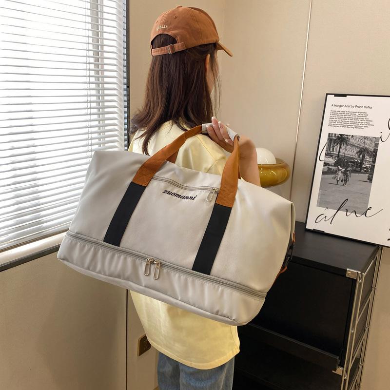 Men's and women's travel bags Oxford cloth hand-held short-haul luggage large capacity lightweight dry and wet separation sports fitness bag