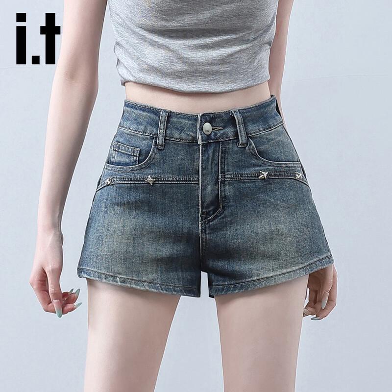 Женские джинсовые шорты Izzueit с высокой талией и заклепками M