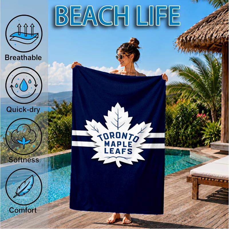 Maple Leafs Emblem Beach Towel, Super Soft Microfiber, Perfect Gift for Her/Him, Birthday, for Pool, Beach, Travel, Decor Beach Party