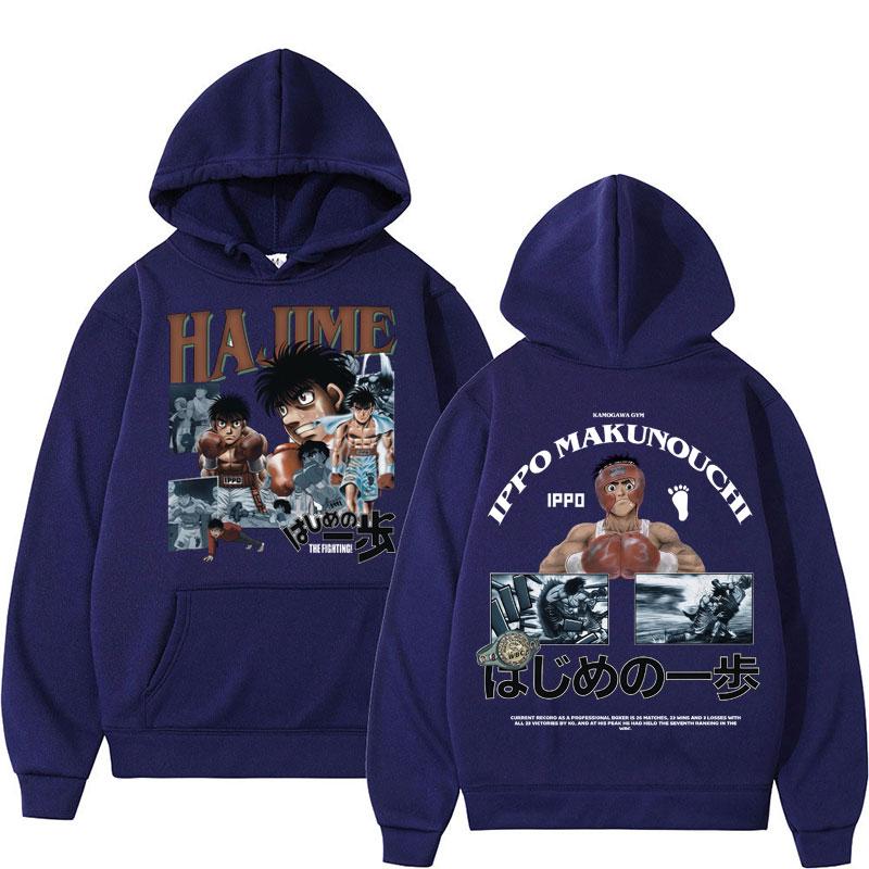 Anime Hajime No Ippo Hoodies Kamogawa Boxing Gym Makunouchi KGB Hip Hop Long Sleeve Men Women Oversized Fleece