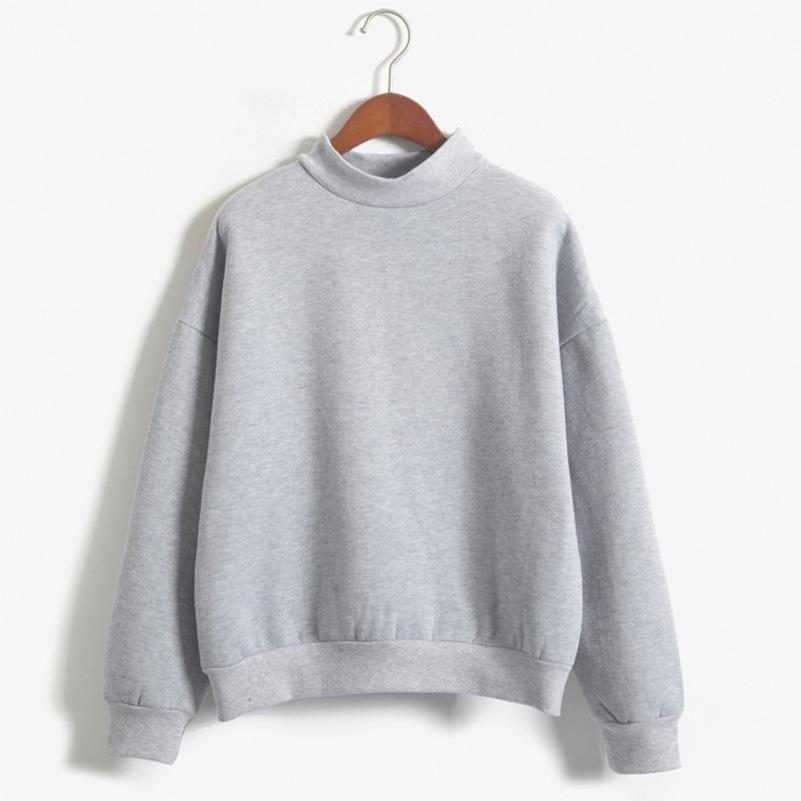 Nine-Color Korean Style Women's Winter Stand Collar Thick Pullover Sweatshirt