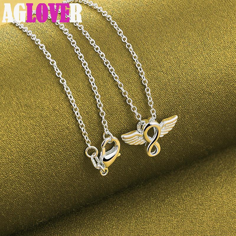 925 Sterling Silver Angel Wings Pendant Necklace Jewelry