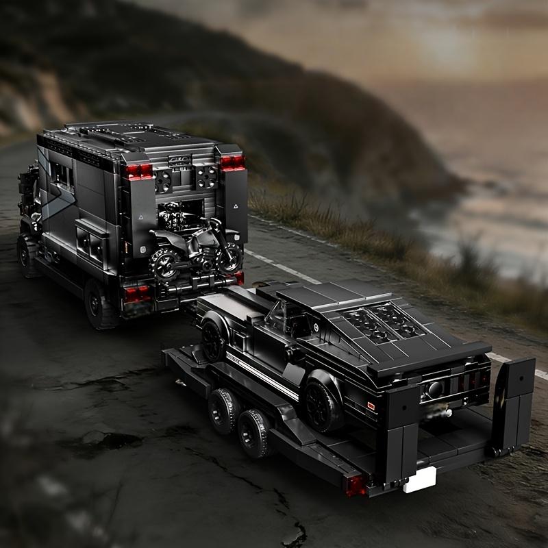 Wohnmobil Set Bausteine Klassisches Wohnmobil/Sportwagen/Motorrad Modell, Schwarz, Sammlerfahrzeug-Set für Erwachsene, Valentinstag, Weihnachten, Perfekter Geburtstag Oder
