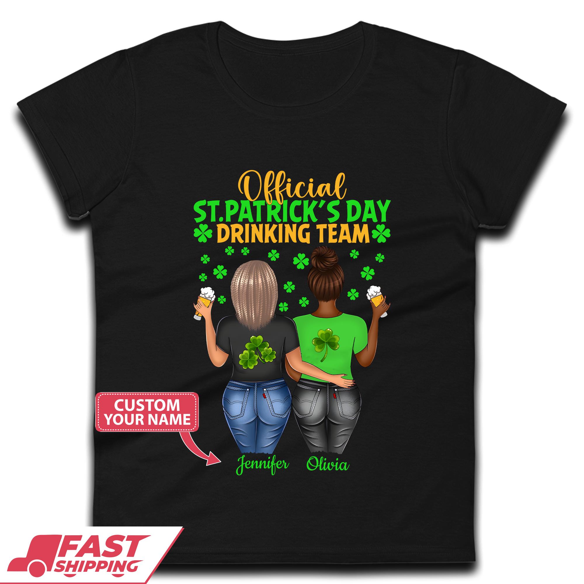 Personalised St. Patrick s Day Drinking Team Womens T-Shirt Mens Tops Tees Unisex S