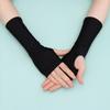 Sunscreen Protection Fingerless Long Gloves Women Arm Cool Summer Solid Mittens Half Finger Sleeves Black White Nude
