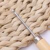 Wooden Handle Shoes Repairing Awl Leather Shoe Sewing Cobbler Tool DIY Craft Repair Hand Stitcher Straight Curved Hook
