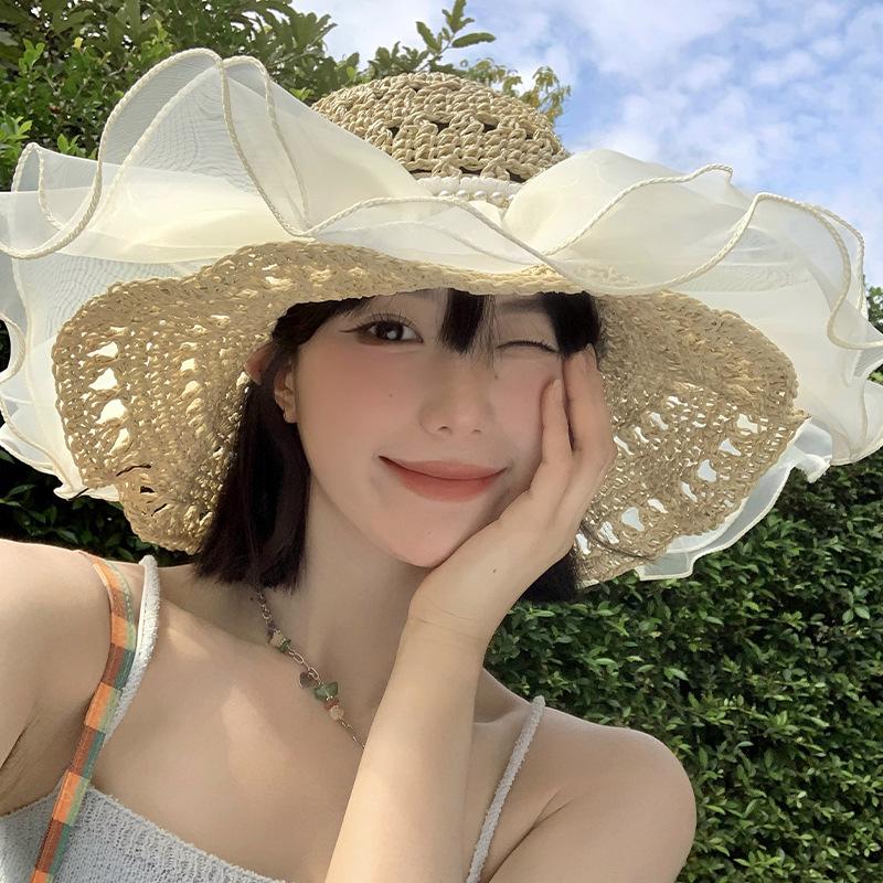 

Trendy Style Korean Summer Hat For Adults With Large Brim And Protective Design бежевий