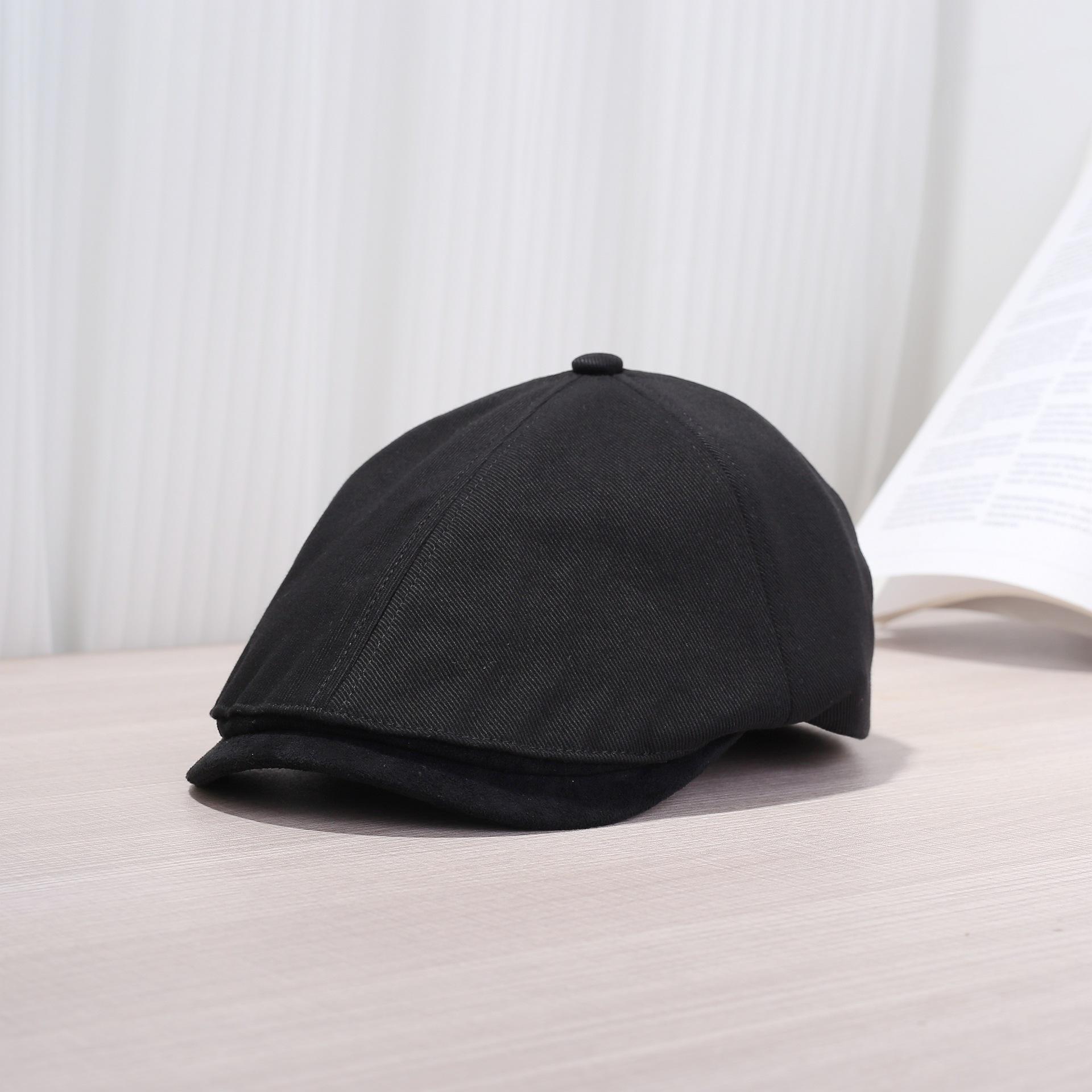 

British Style Adjustable Men Women Casquette Beret Caps Vintage Corduroy Octagonal Flat Newsboy Hat Spring Autumn Painter Hats Adjustable чорний