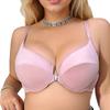 Front-clasp Plus-size Solid-color Push-up Bra with Underwire Cross-border European and American Underwear
