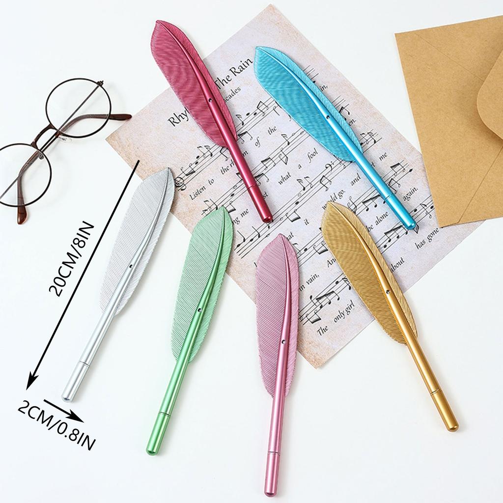 6pcs 0.5 Mm Black, Creative Color Retro Feather Neutral Pen