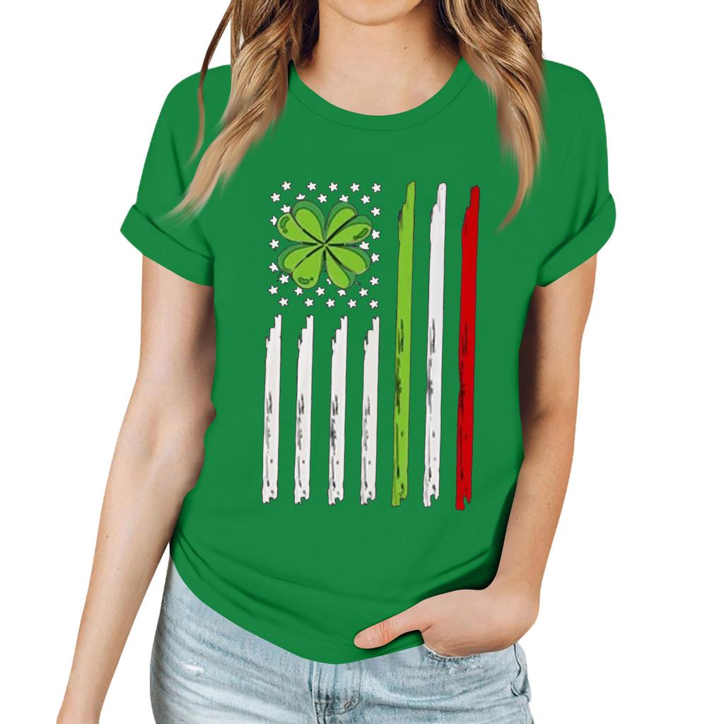 Women's Casual Printed T-Shirt Round Neck Pullover Short Sleeve Top