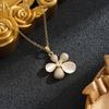 Titanium Steel Cat's Eye Four-Leaf Clover Necklace - Women's Fashion Light Luxury, Versatile Design 2026
