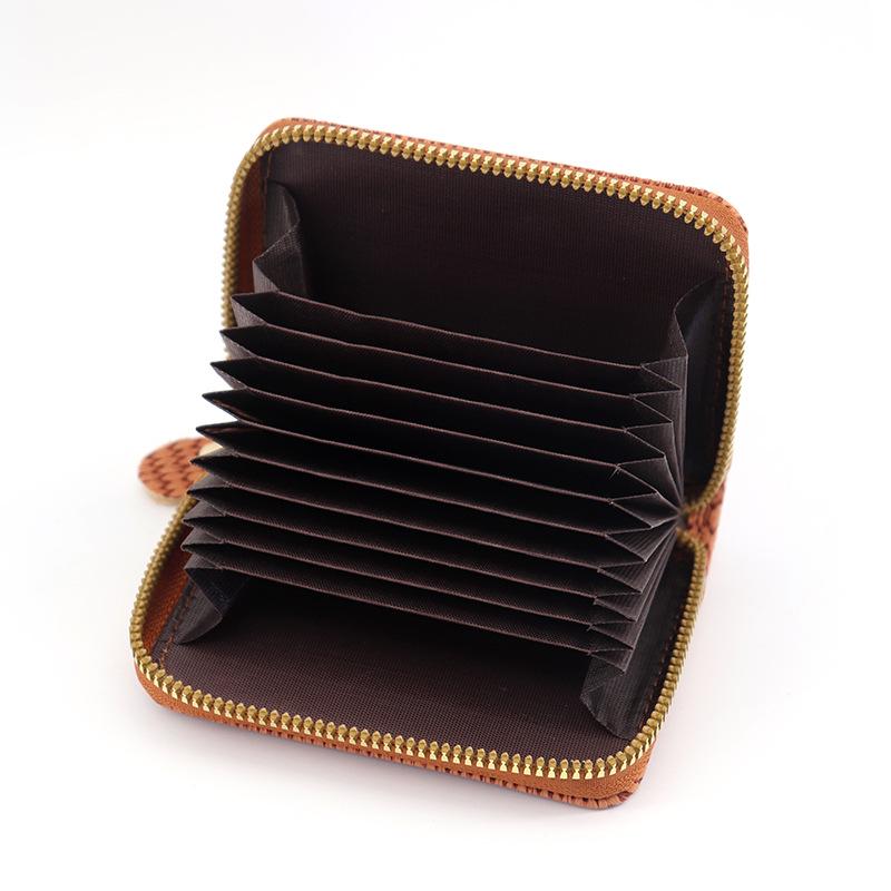 Stylish Straw Design Card Holder: Large Capacity Zipper Wallet with Anti-Demagnetization for Women and Men