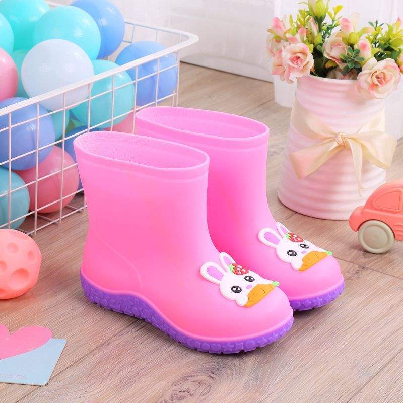 School Season Children's Rain Shoes Bundle Mouth Boys and Girls Rain Boots Non-slip Waterproof Water Shoes Kindergarten [upgrade Sole]