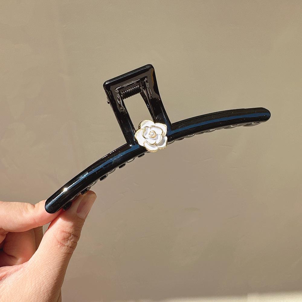 White Deer Camellia Hair Clip: Elegant Large Shark Headdress